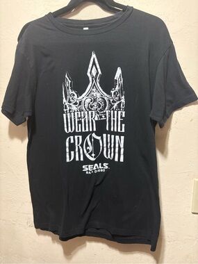 Alstyle Black Short Sleeve Tee with White Crown Graphic